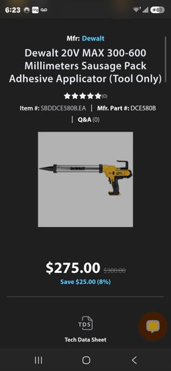 Dewalt  20V sausage caulking gun