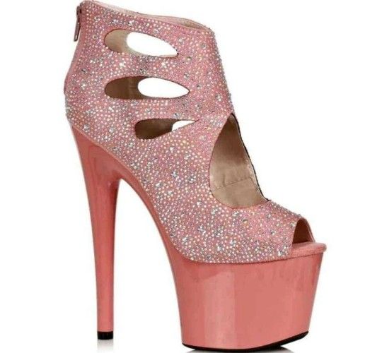 BRAND NEW-7" Heel Platform With Rhinestones, Sexy Heels and Platforms, Dance Heels, Pole Dancer Heels, Stripper Heels, Pink