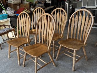 Set of 5 heavy solid wood dining chairs