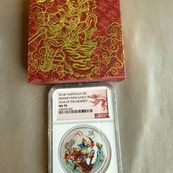 2016P NGC MS70 PERTH MINT AUSTRALIA MONKEY KING YEAR OF THE MONKEY 1oz SILVER COIN