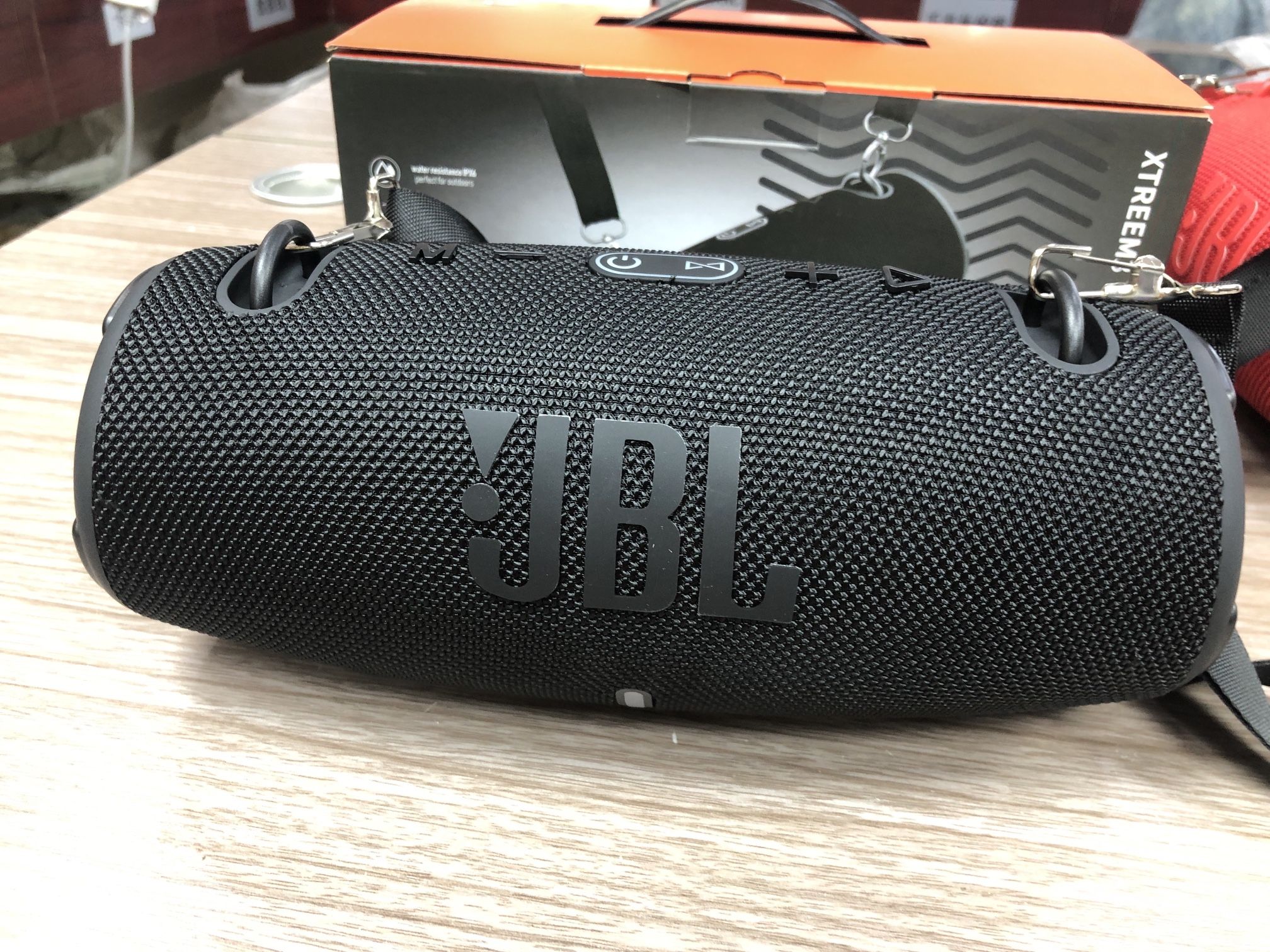 JBL Xtreme 3 Portable Bluetooth Speaker – Powerful Bass, Waterproof, with Carry Strap (Black & Red)