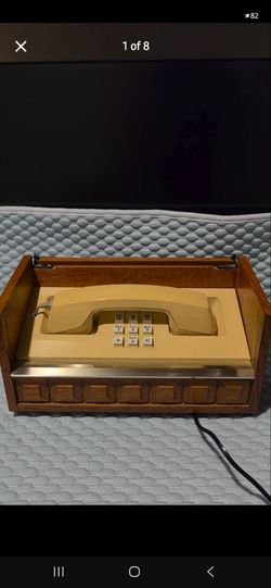 Vintage Wood Cabinet Desk Telephone