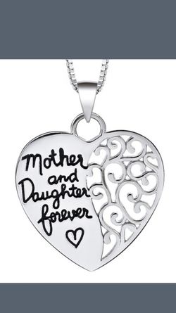 Mother and daughter silver necklace