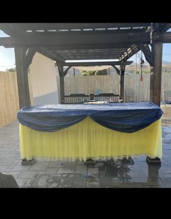 Snow White Party Table Skirt And Table Cloth Blue Yellow