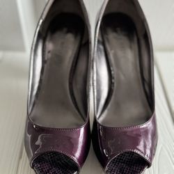 Nine West high open toe heels size 7.5 purple color