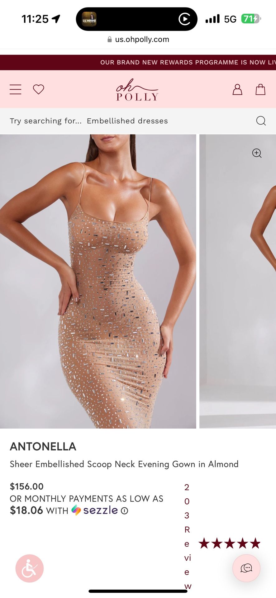 Viral Oh Polly ANTONELLA Sheer Embellished Scoop Neck Evening Gown