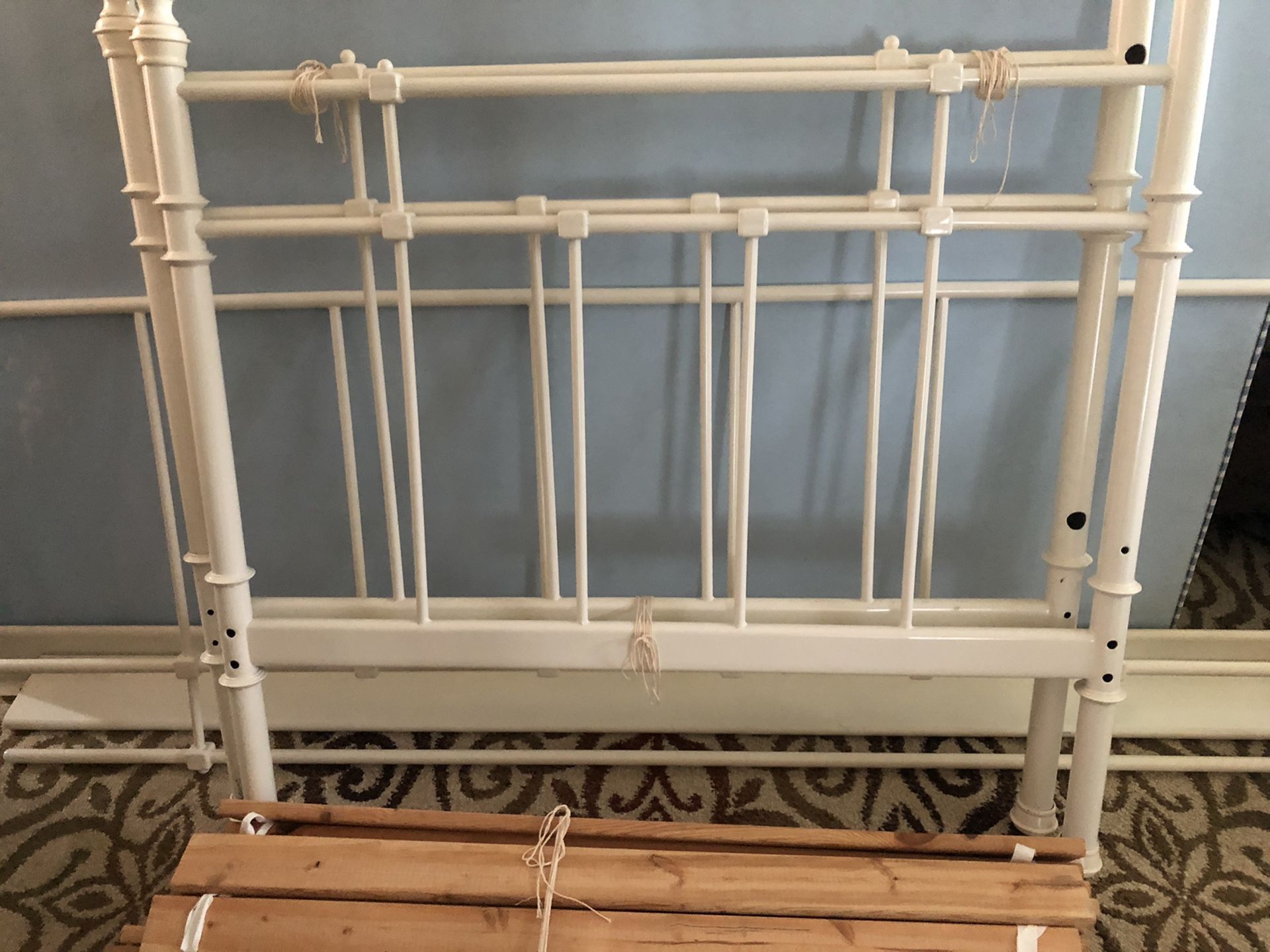 White metal twin bed frame