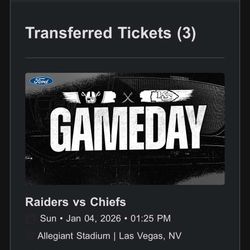 RAIDERS CHIEFS TICKETS