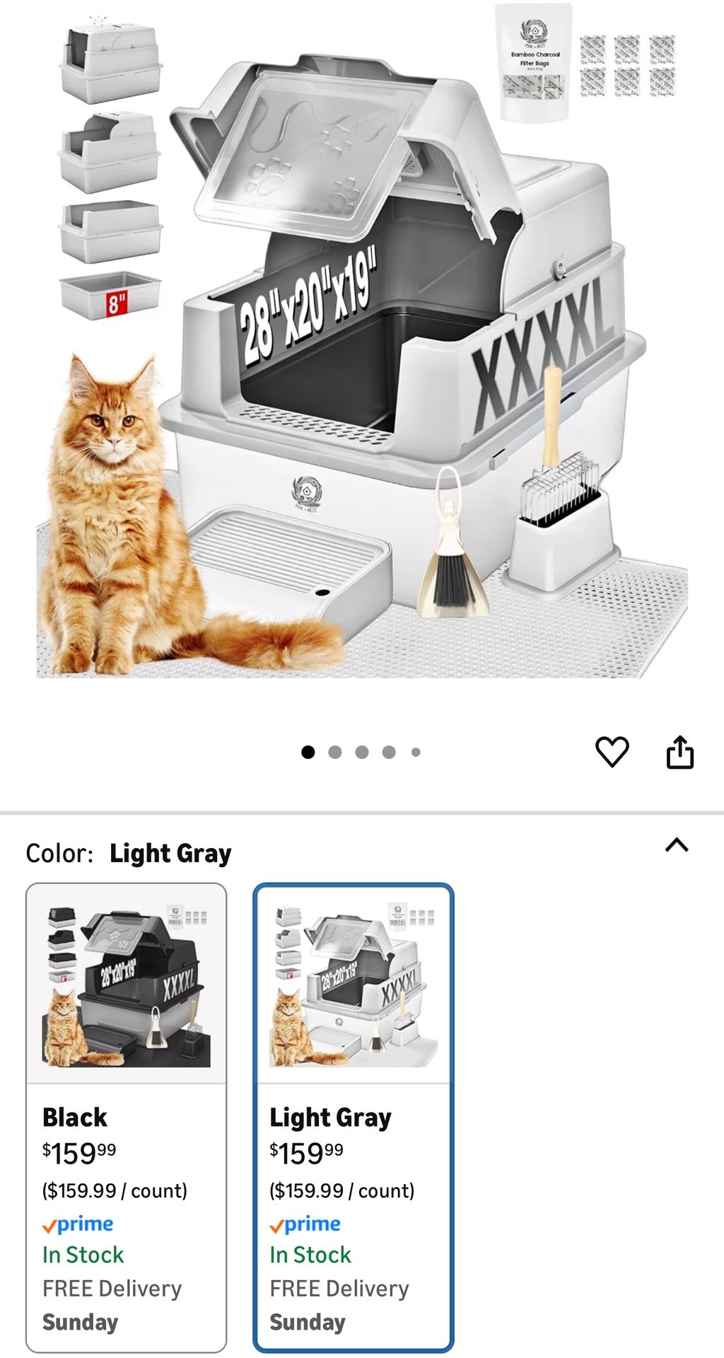 XXXXL Jumbo Stainless Steel Litter Box with Lid for Maine Coon & Big Cats (Poway)