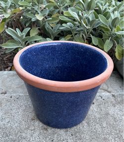 Blue ceramic garden pot