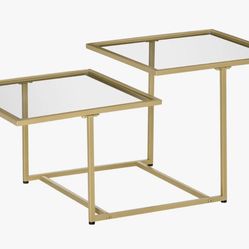Glass and gold 3 piece coffee table set