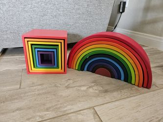Grimm’s Large Rainbow & Nesting Squares Bundle - Bella Luna Toys