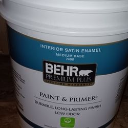 Behr Ultra Premium Plus Interior Satin Flannel Gray 5 Gallon Bucket Unopened