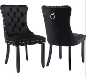 Black Velvet Dinning Chairs, Set of 2