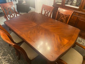 Dining room cabinet and table 6 chairs