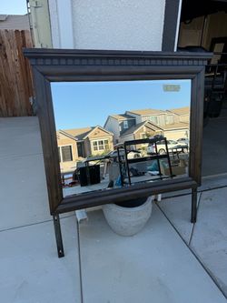 Large Dark Wood Framed Wall Mirror