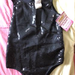 Halloween Costume Girls Black Sequin Bodysuit
