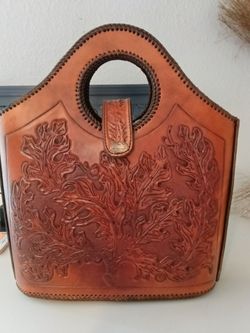 Western hand tools hair on hide bucket purse