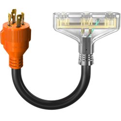 30 Amp to 110 Adapter RV Cord, 30 Amp to 20 Amp Adapter, l14-30P Male to 4X 5-15R/5-20R T-Blade Hous