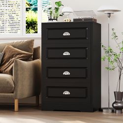 New 4 Drawer White Vertical Dresser Modern Storage Cabinet with Handle-Drawer Chest Wood Organizer for Living Room  New in box SHX6990  This versatile