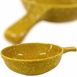 Vintage Country Crockery USA Speckled Ceramic Small Skillet Handle Dish Bowl