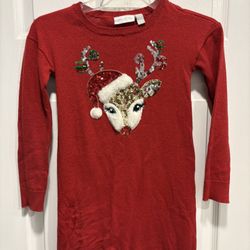 Kids Girls Christmas Reindeer Red sweater - size 7/8 - Simi Valley 