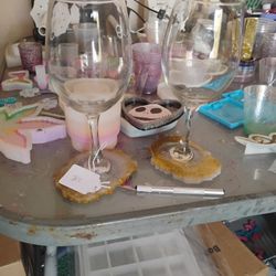 Custom Made Made To Order Resin Wine Glass Coasters 