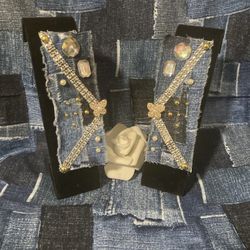 Big Denim & Diamond Earrings 
