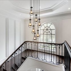 7-Light Spiral Raindrop Chandelier for Entryway, Foyer, High Ceiling