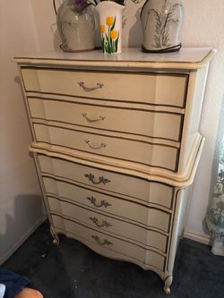 White French Provençal High Boy Dresser