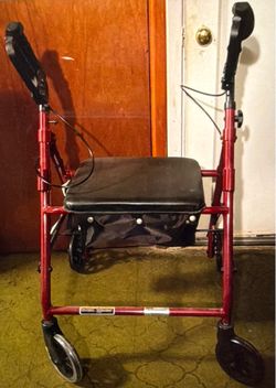 New Red/black ProBasics 1037 Aluminum Rollator Walker with Seat - Rolling Walker