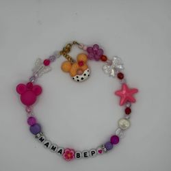 Personalized Disney style Mouse Glass Charm Phone Bracelet