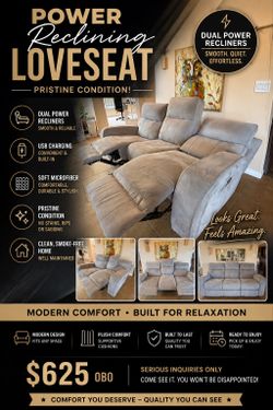 - Power Reclining Loveseat – Like New – $625 OBO