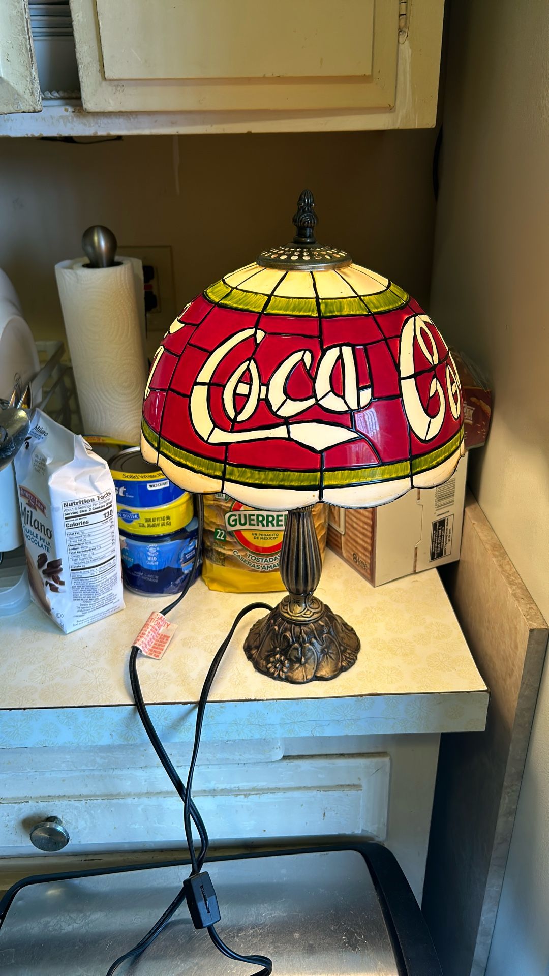 Coca Cola Vintage Stained Glass Lamp