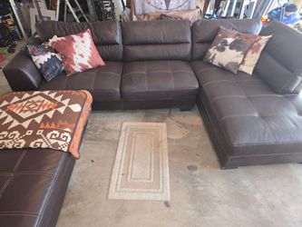 Brown Leather Sectional Couch