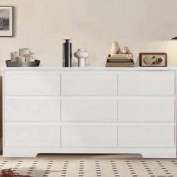 Modern and Sturdy 9-Drawer White Storage Cabinet