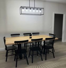 NEW! Set of 8 Classic Black Wood Dining Chairs with Curving Spindle Back for Kitchen and Dining Room
