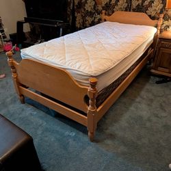 Twin Solid Wood Bed Frame & Mattress Like New Ronald
