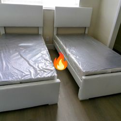 $380 For Both Twin Bed Frames With Boxspring Brand New Free Delivery 