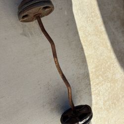 Weight Curly Bar With 75 Pounds ( Rusty Bar )