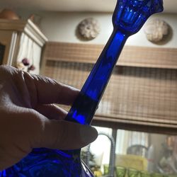 Cobolt Blue Glass Candle Holder