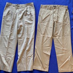 2 Khaki and Chino Type Beige Pants Sizes 34 X 30 and 36