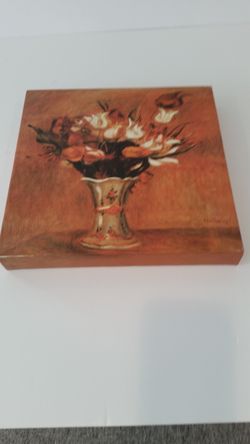 Renoir Oil on Canvas Reproduction with signature - no title. 12" wide by 12" high