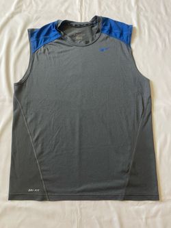 Nike Dri-Fit Tank Top Sleeveless Shirt Performance Tee Grey Blue Men Large L