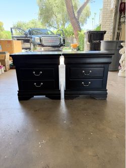 Louis Philippe Black Nightstands