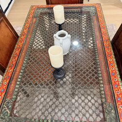 Custom Built Dining Table Set With 4 Leather Chairs