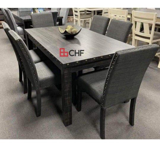 Solid Wood Dining Table Set With 6 Chairs 