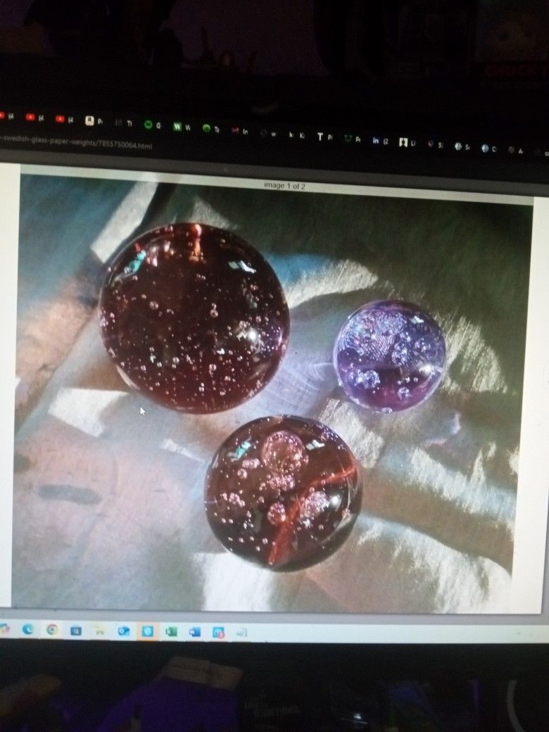 Swedish Glass Paper Weights 3 Piece