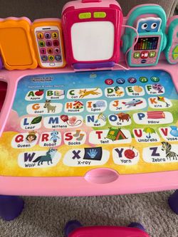 VTech Explore & Write Deluxe Activity Desk – Pink/Purple with Stool + Extra Learning Pages