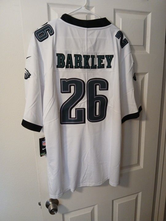 Men's XL Nike Philadelphia Eagles Saquon Barkley White Sewn Jersey NWT